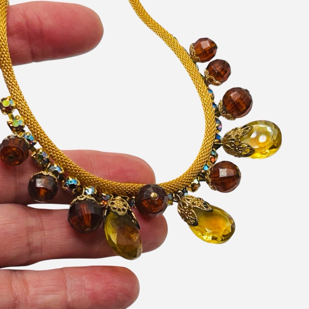 Vintage Verified Juliana Mesh  Topaz Teardrop Necklace Earring Set - Picture 3 of 9